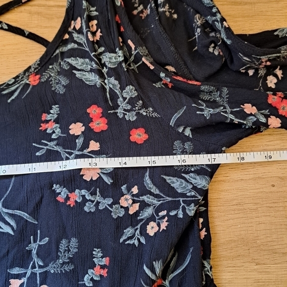American Eagle Floral Dress Boho Open Shoulder Open Back Small - Picture 7 of 8